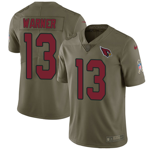 Nike Cardinals #13 Kurt Warner Olive Men's Stitched NFL Limited Salute to Service Jersey